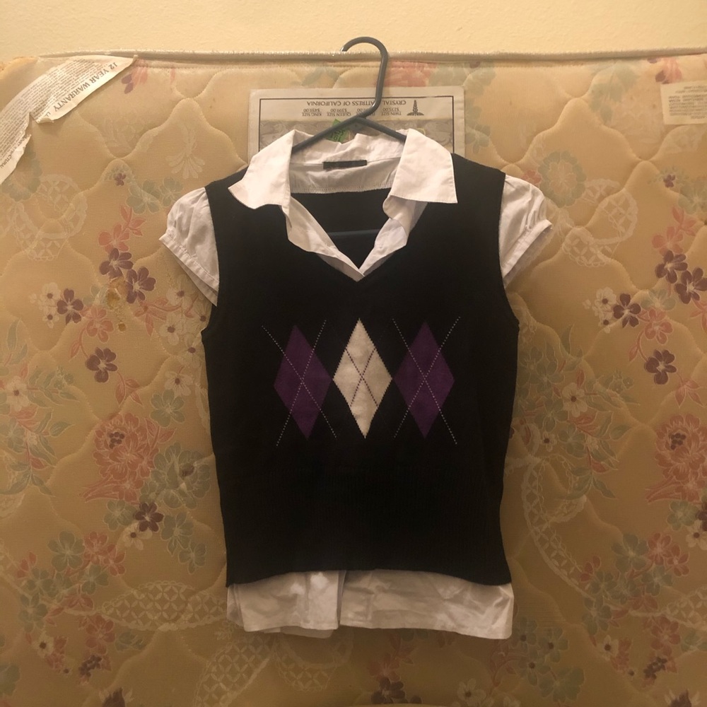 Collared Shirt with Sweater Vest